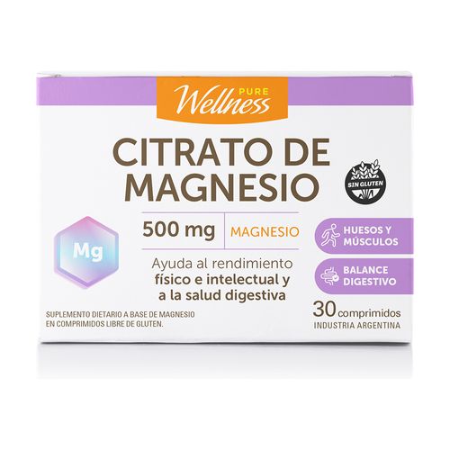 Suplemento Dietario Citrato de Magnesio Pure Wellness x 30 Comp