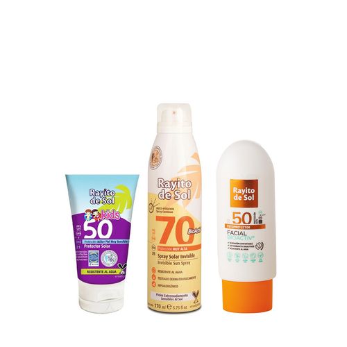 Combo Rayito de Sol Protector Aerosol Fps 50 + Kids Fps 70 +  Protector Facial