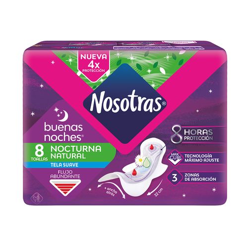 Toallas Femeninas Nosotras Buenas Noches Suave Max Curv x 8 un