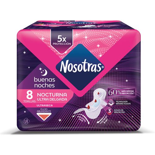 Toalla Nosotras Nocturna Ultra Delgada x 8 un