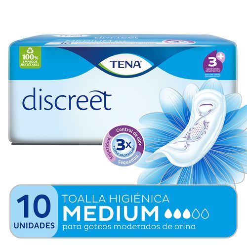 Toalla Tena Discreet Medium x 10 un