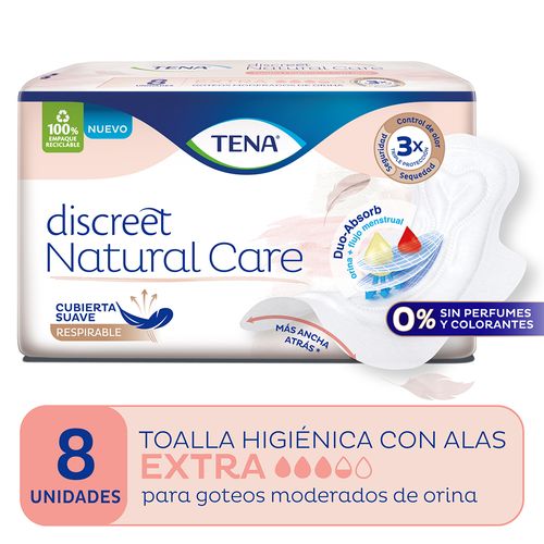 Toalla Tena Discreet Natural Care x 8 un