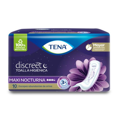 Toalla Tena Discreet Maxi Nocturnas x 10 un