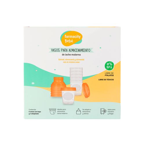 Vasos Contenedores de Leche Materna Farmacity Bebe x 6 un