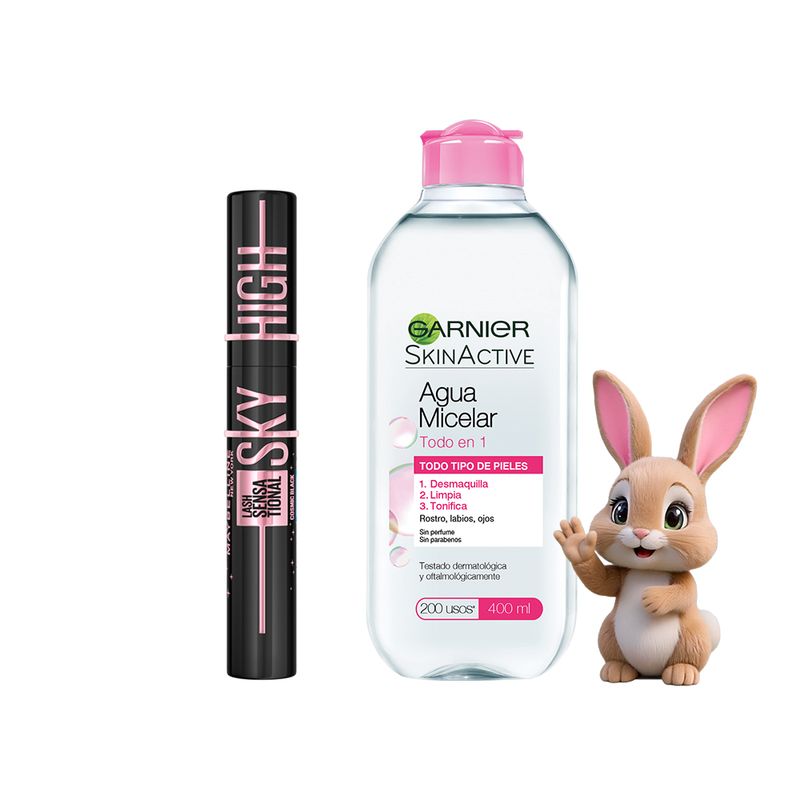 combo-mascara-de-pestanas-maybelline-lash-sensational-sky-high-cosmic-agua-micelar-garnier-skin-active-x-400-ml